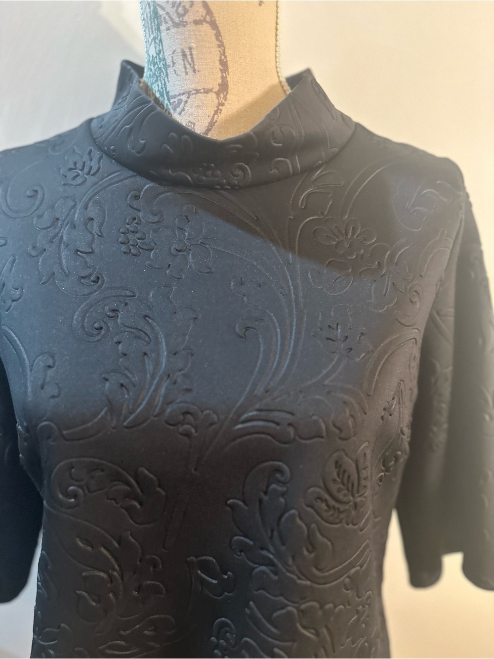 Closet Black Textured Mock-Neck Blouse